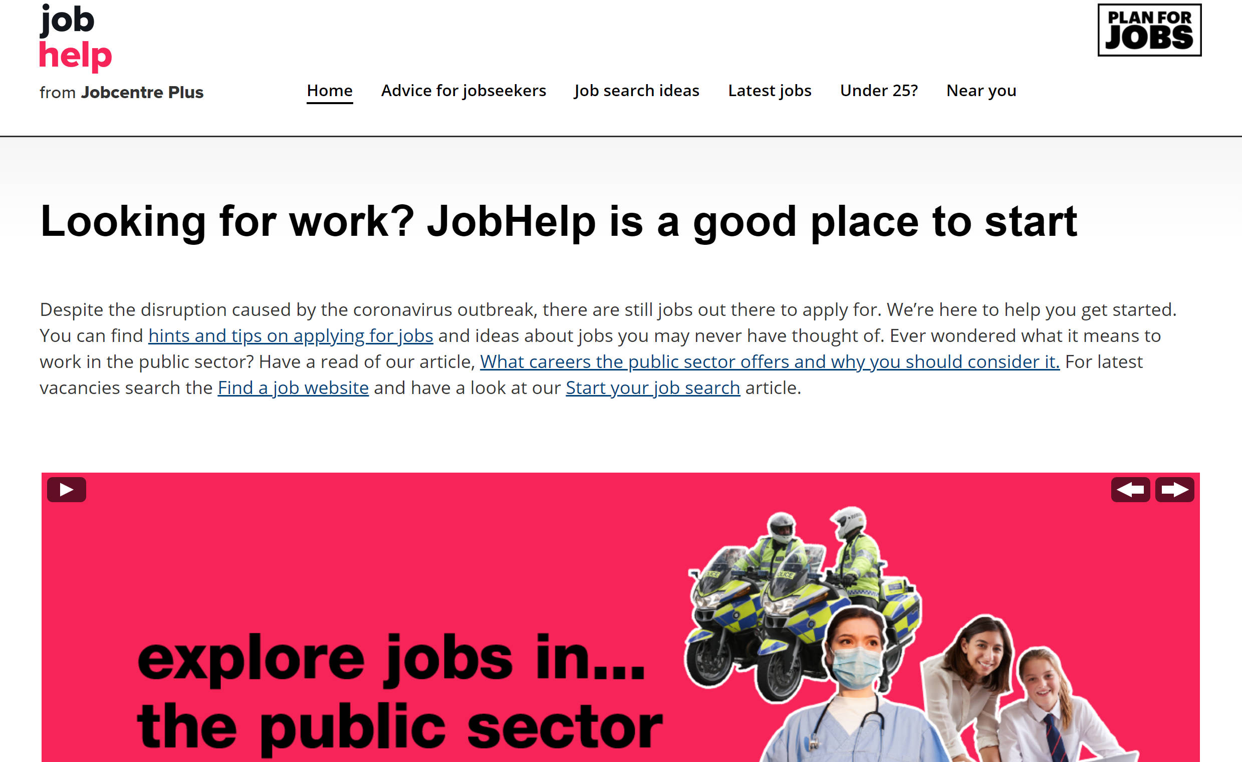 Jobhelp from Jobcentre Plus