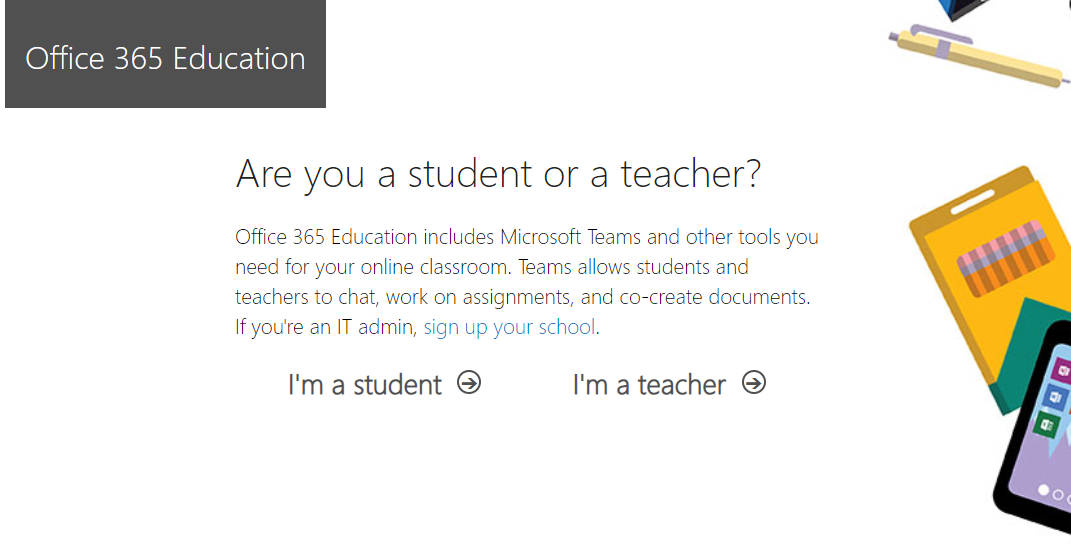 Select the "I'm a student" option.