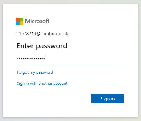 You may need to enter the password that was assigned with your email account login details (if you have changed your Gmail login since you were assigned it, you may need to ask IT for your original login details, or to reset your email account and Microsoft passwords to be able to login here).